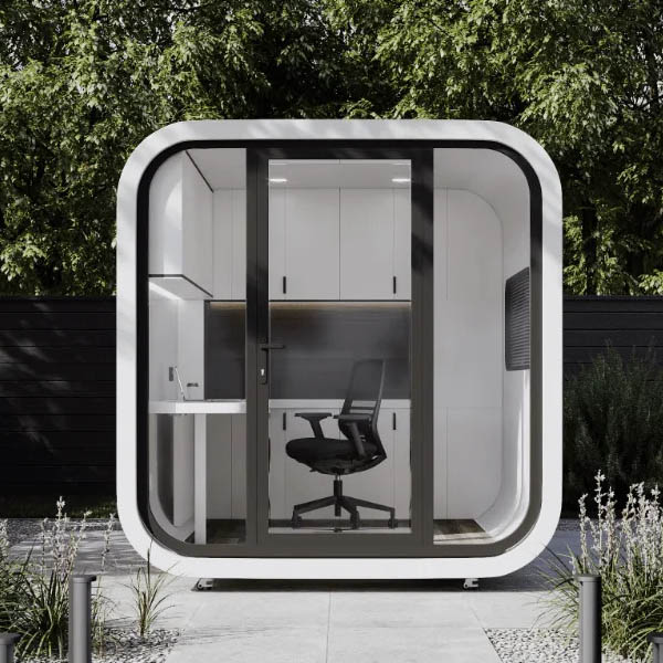 Przenośne, luksusowe biuro Apple Cabin na świeżym powietrzu